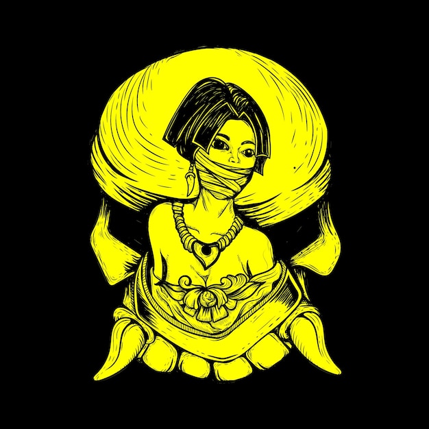 Vector tribu femenina con ilustración de calavera