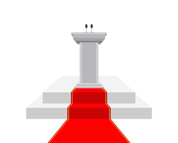 Tribuna del podio con ilustración de alfombra roja