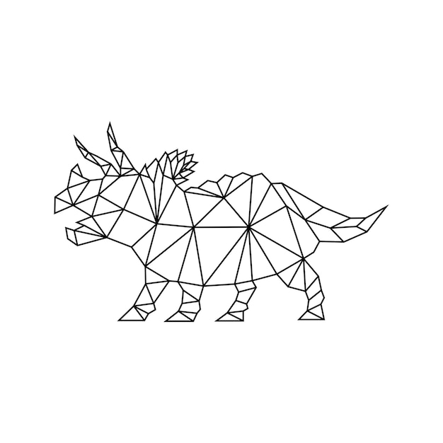 Triceratops geométrico dinosaurio logo icono vector