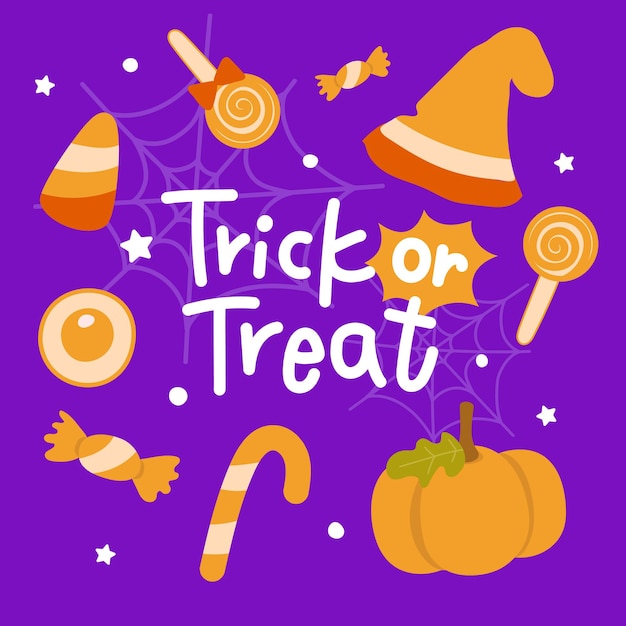Trick or Treat Elemento de caramelo de Halloween.