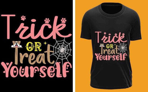 Vector trick or treat yourself para el diseño de la camiseta de halloween