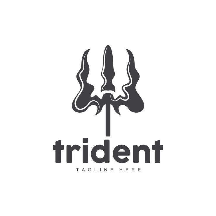 Vector trident logo elegante simple diseño minimalista zeus dios arma vector templete ilustración símbolo icono