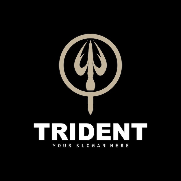 Trident Logo Vector Magic Spear of Poseidon Neptune Triton King Diseño Plantilla Icono Marca Ilustración