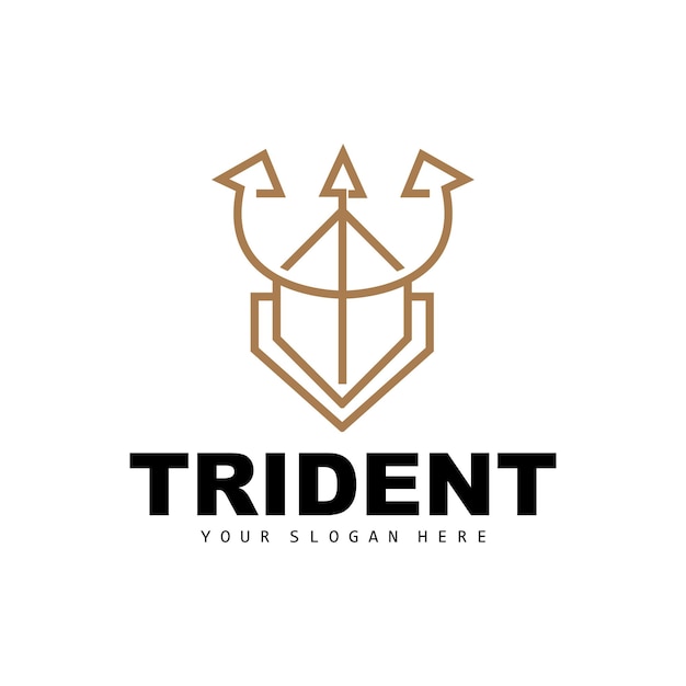 Trident Logo Vector Magic Spear of Poseidon Neptune Triton King Diseño Plantilla Icono Marca Ilustración