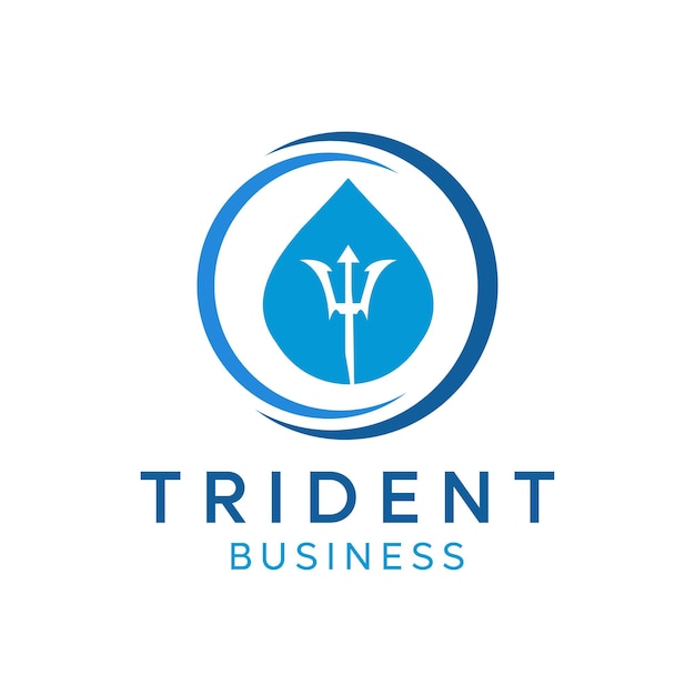 Trident Neptune God Poseidon Triton King Shiva Spear Label diseño de logotipo Vintage Poseidon Logo