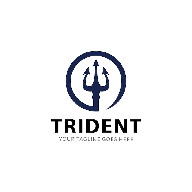 Trident Neptune God Poseidon Triton King Shiva Spear Label diseño de logotipo