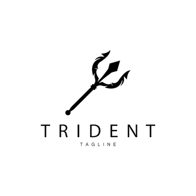 Tridente Arma Logo Vector Lanza del Rey Poseidón Neptuno Símbolo Plantilla Diseño