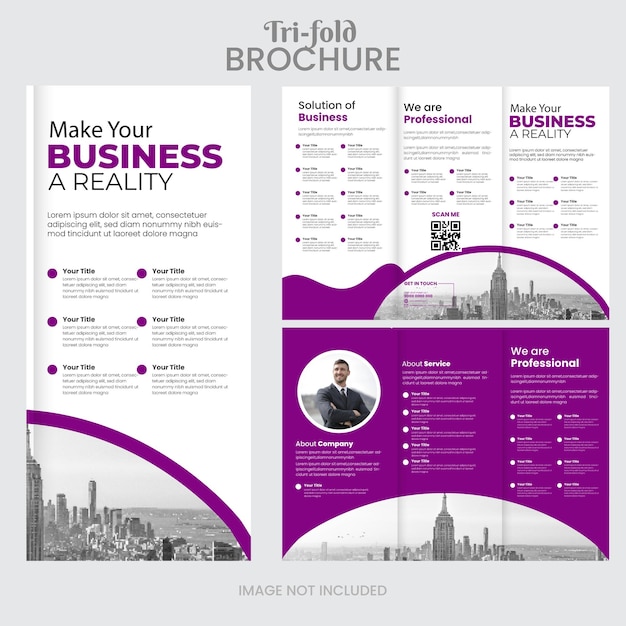 Trifold folleto de diseño de plantilla de vector premium