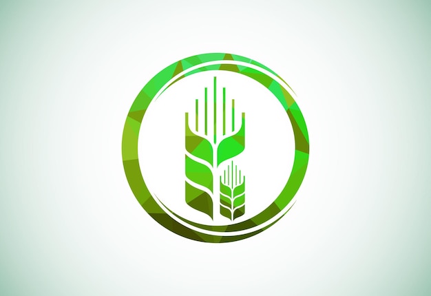 Trigo en círculo Icono y logotipo de estilo polivinílico bajo para el estilo de identidad de la empresa de productos naturales y la empresa agrícola