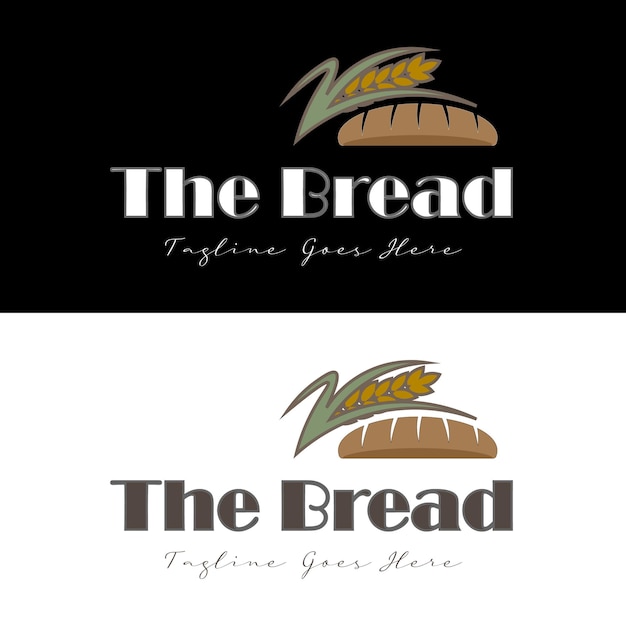 Vector trigo fresco y pan horneado saludable para el diseño del logotipo de la panadería y pastelería retro vintage