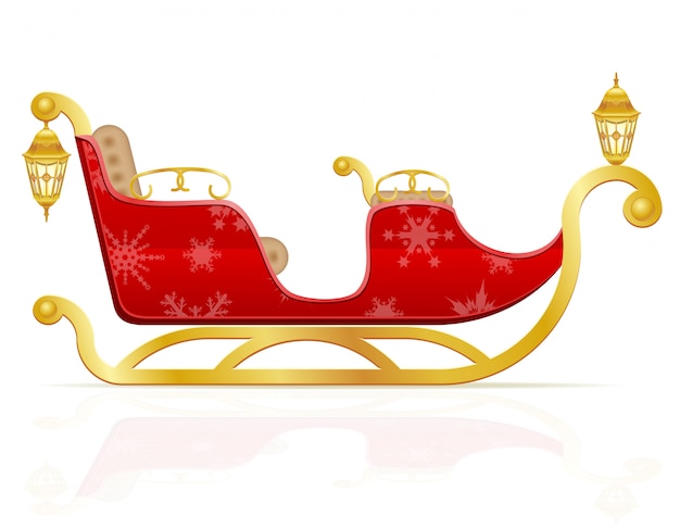 Trineo de Navidad rojo de santa claus ilustración vectorial