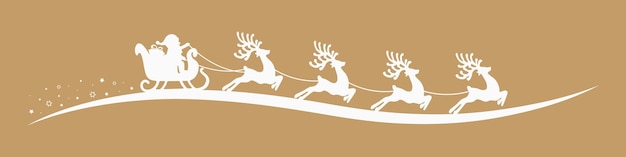 el trineo de renos de Santa Claus con fondo dorado