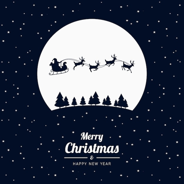 El trineo de Santa volando en la noche de Navidad de invierno