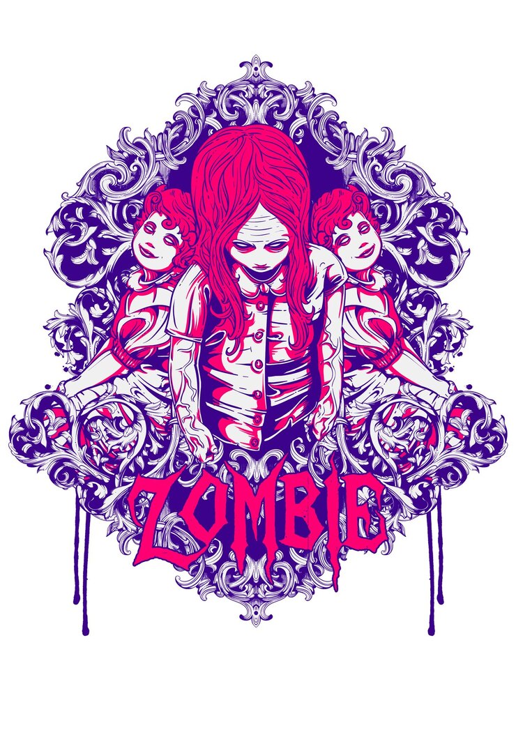Vector trinity zombie niños sobre un fondo vintage