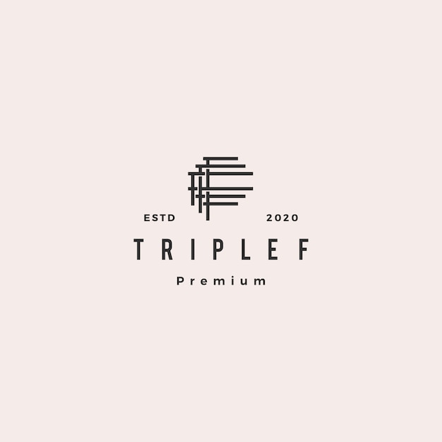 Triple f monogram fff letter hipster retro vintage lettermark logo para la marca