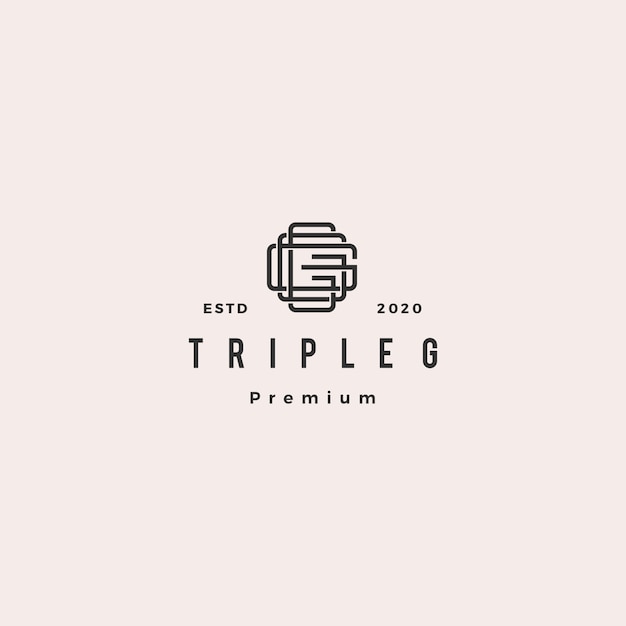 Triple g monogram ggg letter hipster retro vintage lettermark logo para la marca