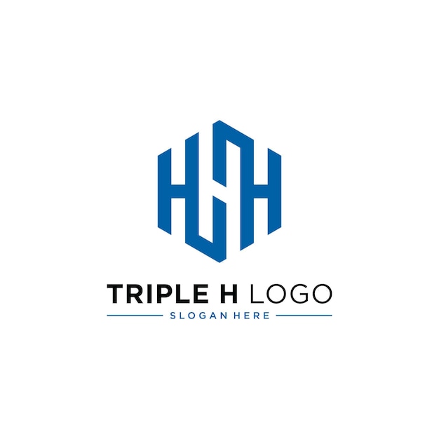 TRIPLE LETRA H ESPACIO NEGATIVO DISEÑO DE LOGOTIPO EMPRESA MODERNA