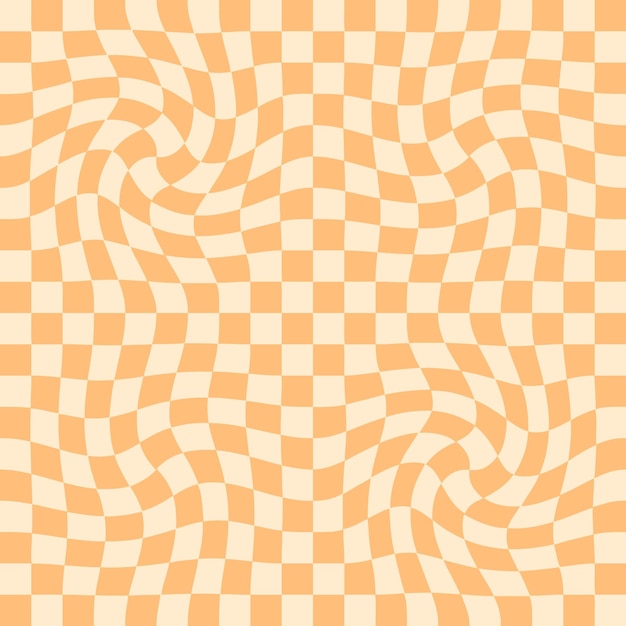 Trippy grid tablero de ajedrez de patrones sin fisuras en estilo retro Fondo a cuadros con cuadrados distorsionados Funky doodle vector ilustración para decoración y diseño