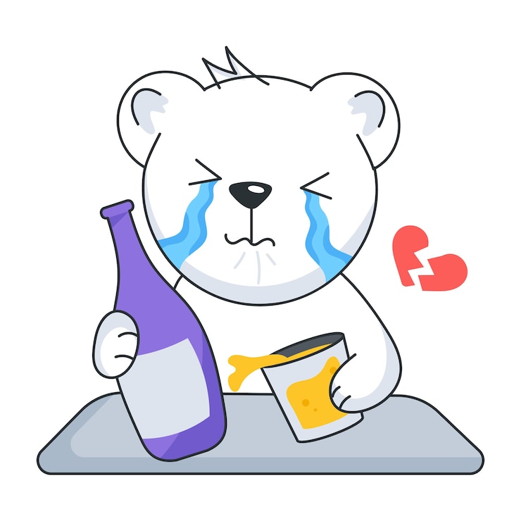 Vector triste bebiendo