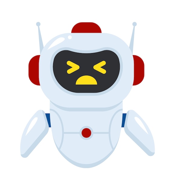 Triste chatbot Carácter Soporte Automatizado Servicio Vector ilustración