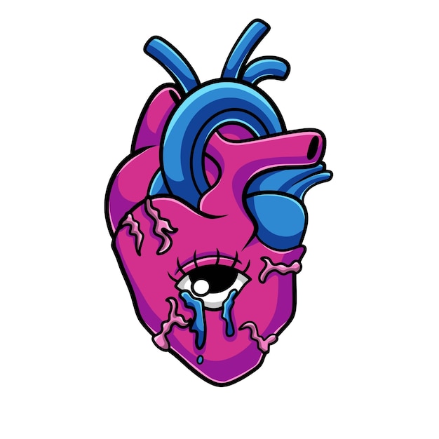 Triste corazón streetwear dibujos animados