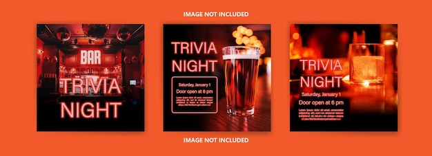 Trivia night vector poster y plantilla de publicación en redes sociales