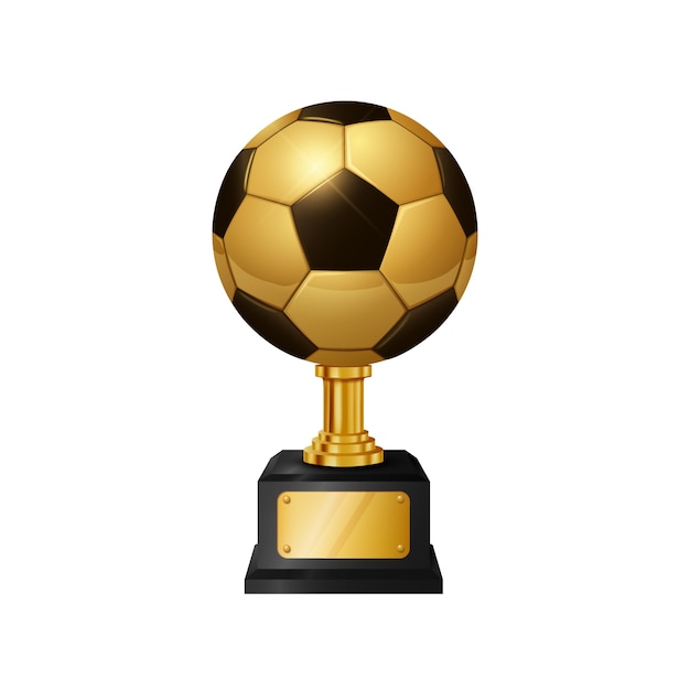 Trofeo de balón de fútbol de oro realista