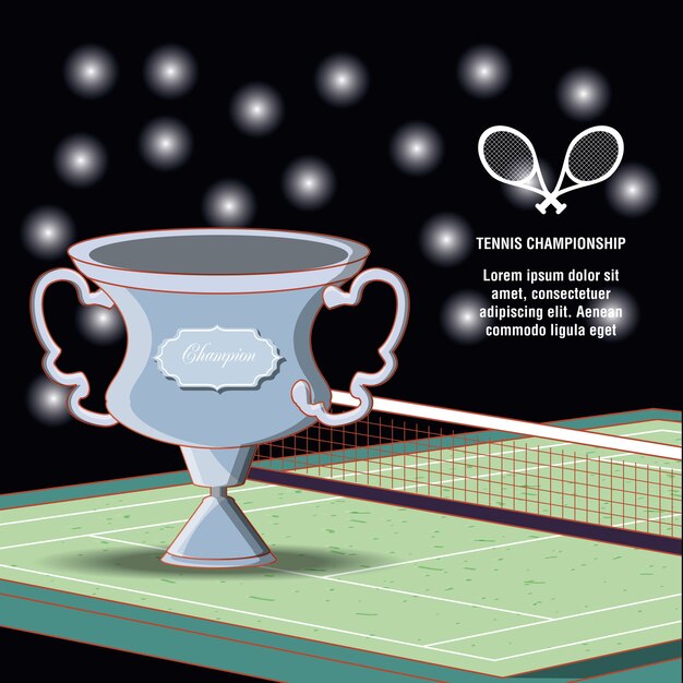 Vector trofeo de campeón de deporte de tenis
