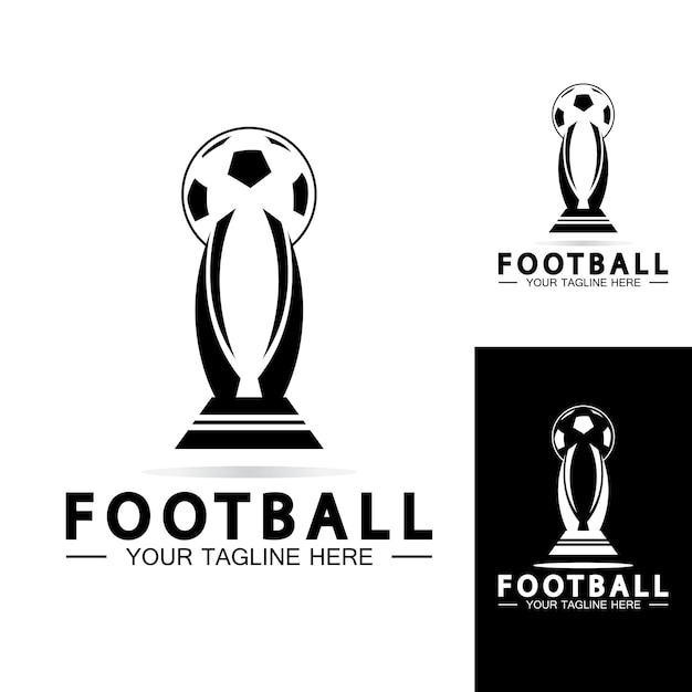 Trofeo de campeonato de fútbol o fútbol Diseño de logotipo vector icono templatechampions trofeo de fútbol para el premio ganador