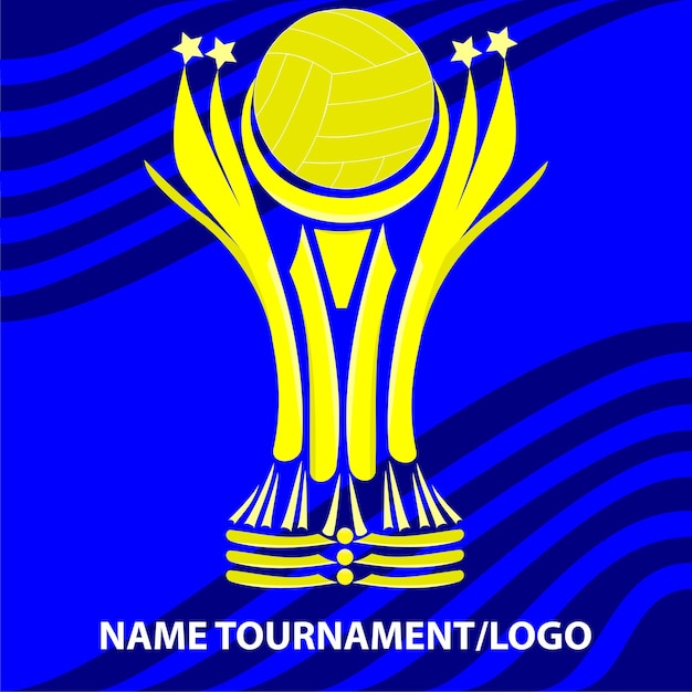 Vector trofeo deportivo o logo del torneo con fondo azul.