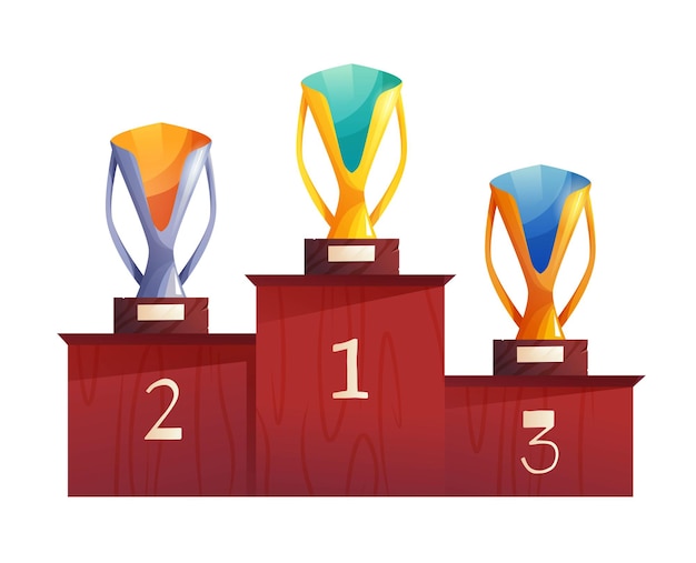 Trofeo de ganador de la copa de campeón premios de oro, plata y bronce ícono de logro para el juego 2d