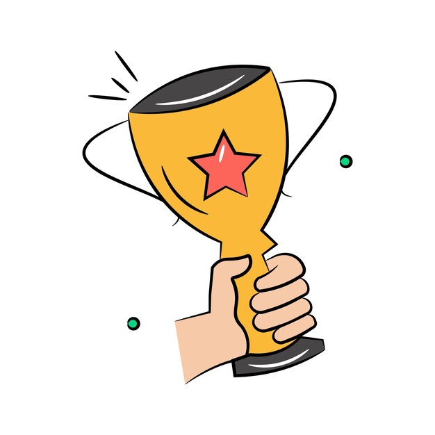 El trofeo del ganador en la mano es la copa del ganador deportivo.