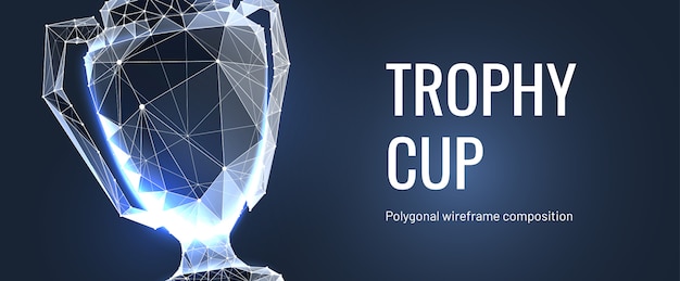 Trofeo ganador realista. estructura metálica poligonal