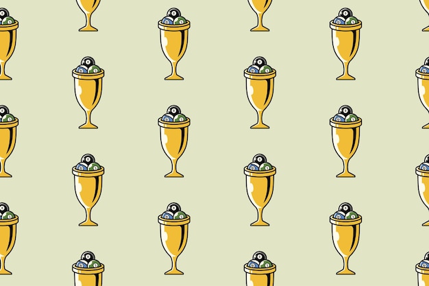 trofeo de oro copa de oro con bolas de billar patrón en fondo crema para decoración y mercancía