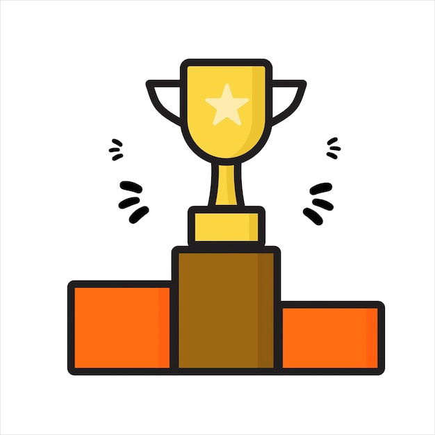 Trofeo de oro en el ícono del podio de los ganadores