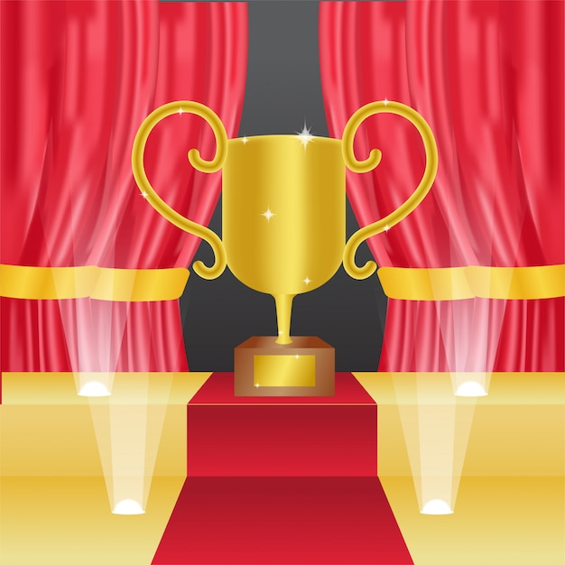 Vector trofeo de oro realista para el fondo campeón