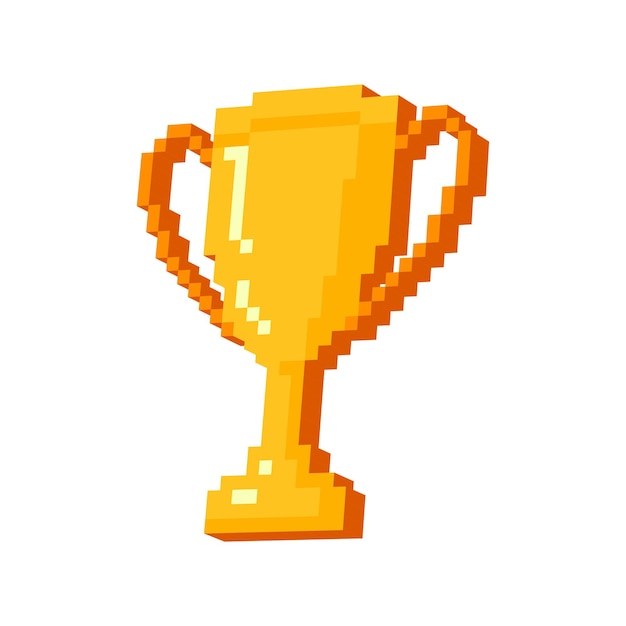 Trofeo pixelado en estilo 3D Campeón ganador en concepto de videojuegos