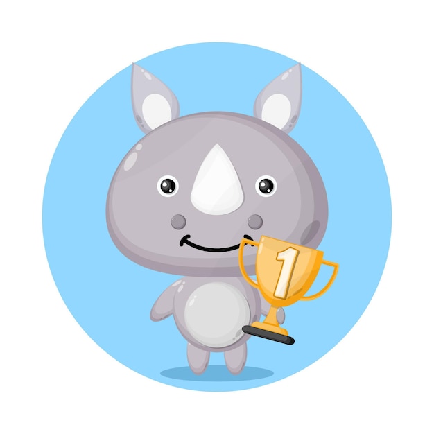 trofeo de rinoceronte lindo personaje