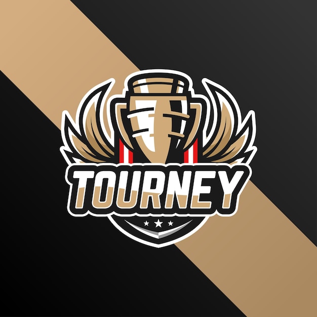 Trofeo turnament esports logo design premium gaming vector