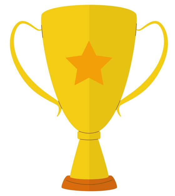 Trofeo vectorial en estilo plano con estrella Copa ganadora del trofeo dorado aislada sobre fondo blanco