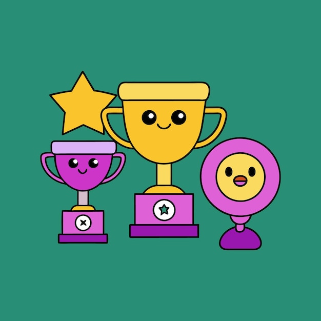 Los trofeos de estilo dibujos animados son lindos.