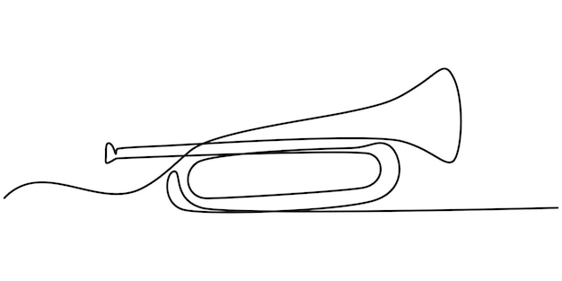 Trombón continuo un dibujo de línea pro ilustración vectorial icona de línea delgada de la música de trombón