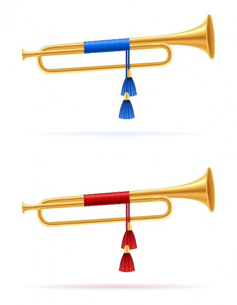 Vector trompeta de cuerno real dorada.