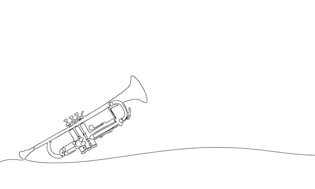 Trompeta de instrumento musical Trompeta continua de una línea Silueta de línea única de contorno de arte lineal