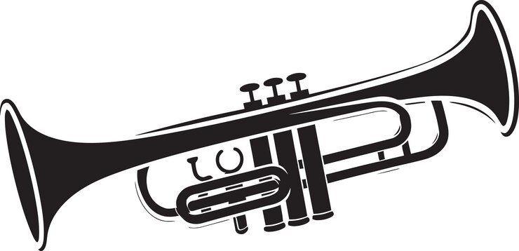 Vector trompeta de sonido sinfónico diseño vectorial trompeta eco icono de música emblema