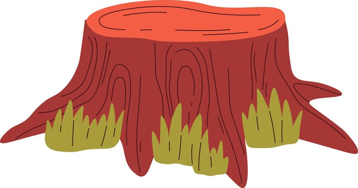 Vector el tronco del árbol con la hierba