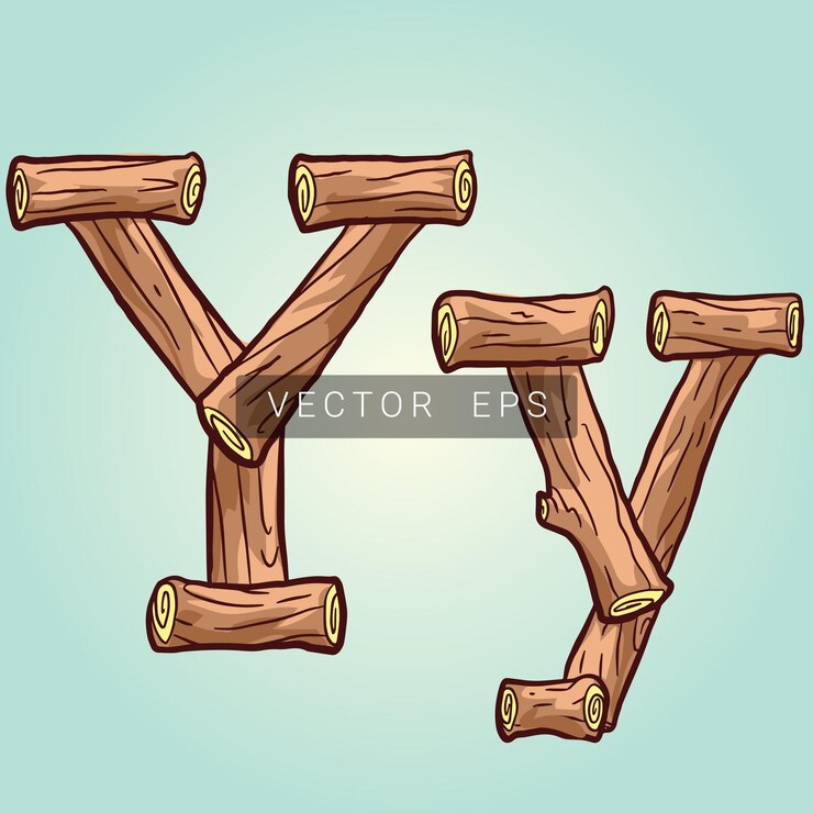Vector el tronco de madera la letra y del alfabeto