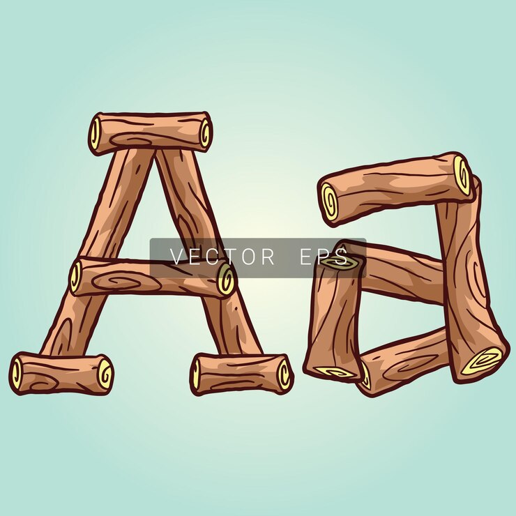 El tronco de madera La letra A del alfabeto