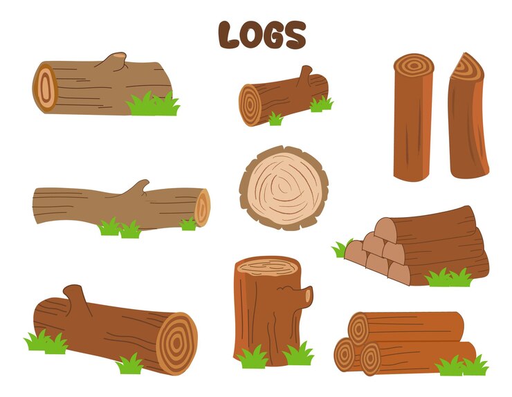 Vector troncos de madera de dibujos animados troncos de madera para acampar hogueras troncos y tablones juego de hoguera de madera