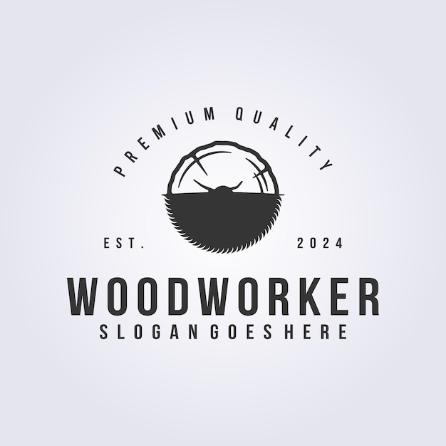 Troncos de madera con sierra, logotipo, símbolo, icono, diseño de ilustraciones vectoriales
